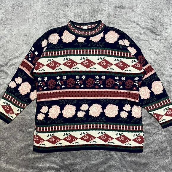 Vintage striped patterned crewneck sweater - Picture 1 of 7